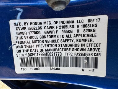 2017 Honda Civic Touring | Navigation | Moonroof | Apple CarPlay