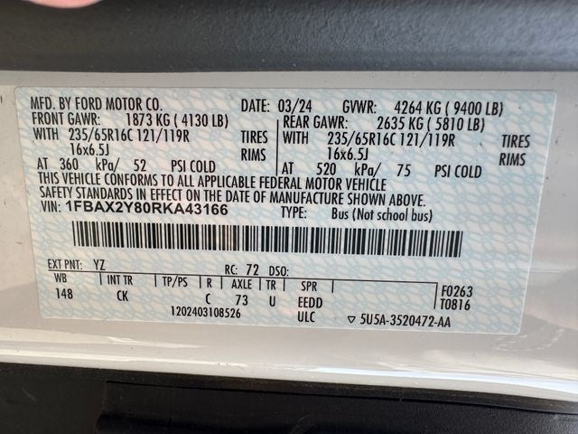 2024 Ford Transit-350 XLT Low Roof | 15-Passenger | Nav | Wireless CarPlay