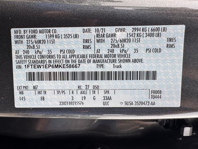 2021 Ford F-150 Lariat | Chrome Pkg | FX4 | Pro Power Onboard