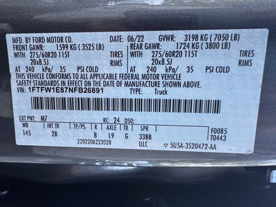 2022 Ford F-150 Lariat | Pano Roof | Black Pkg | Sport Pkg | 360 Camera