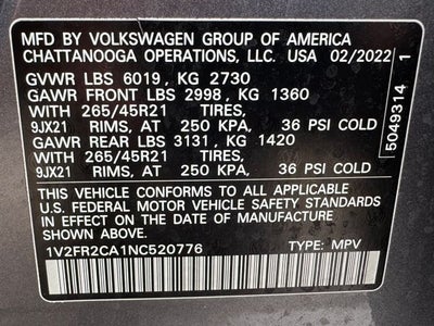 2022 Volkswagen Atlas 3.6L V6 SEL Premium R-Line | Pano Roof | Heated Seats | AWD