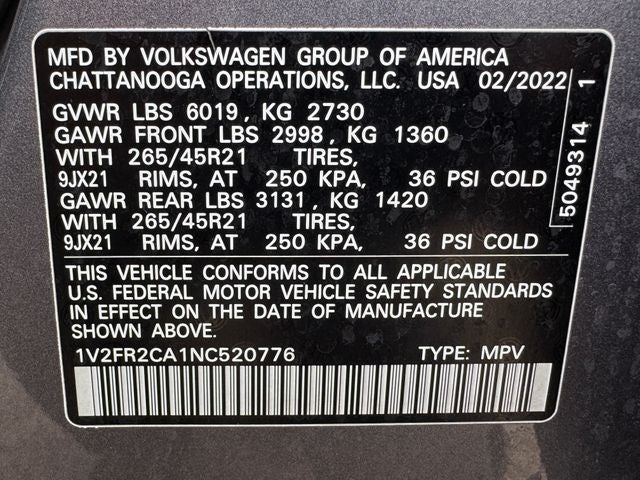 2022 Volkswagen Atlas 3.6L V6 SEL Premium R-Line