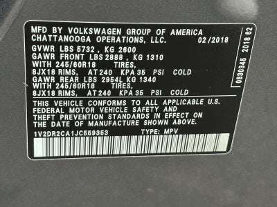 2018 Volkswagen Atlas 3.6L V6 SE w/Technology