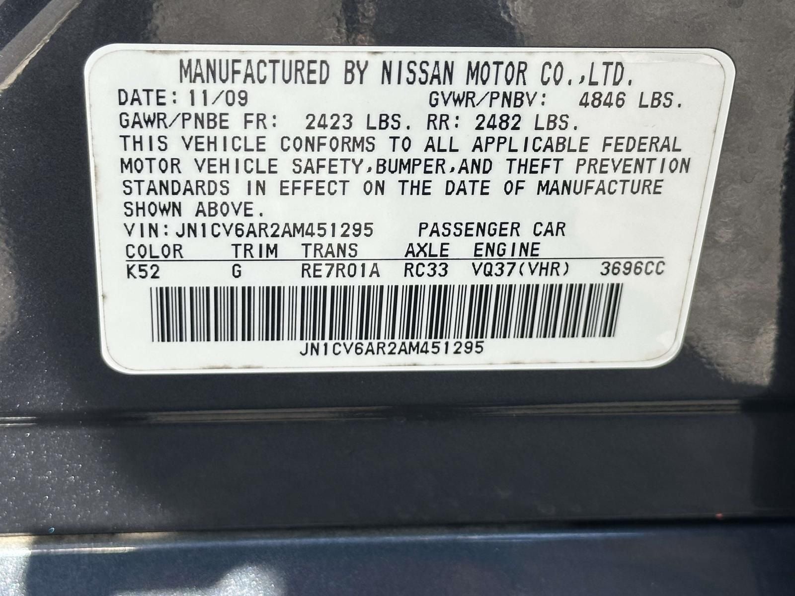 2010 INFINITI G37 X