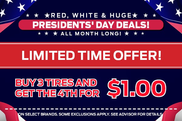 Buy 3 Tires & Get the 4th for $1