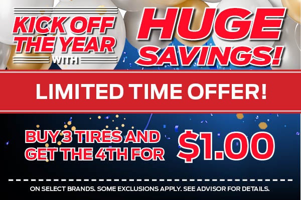 Buy 3 Tires & Get the 4th for $1